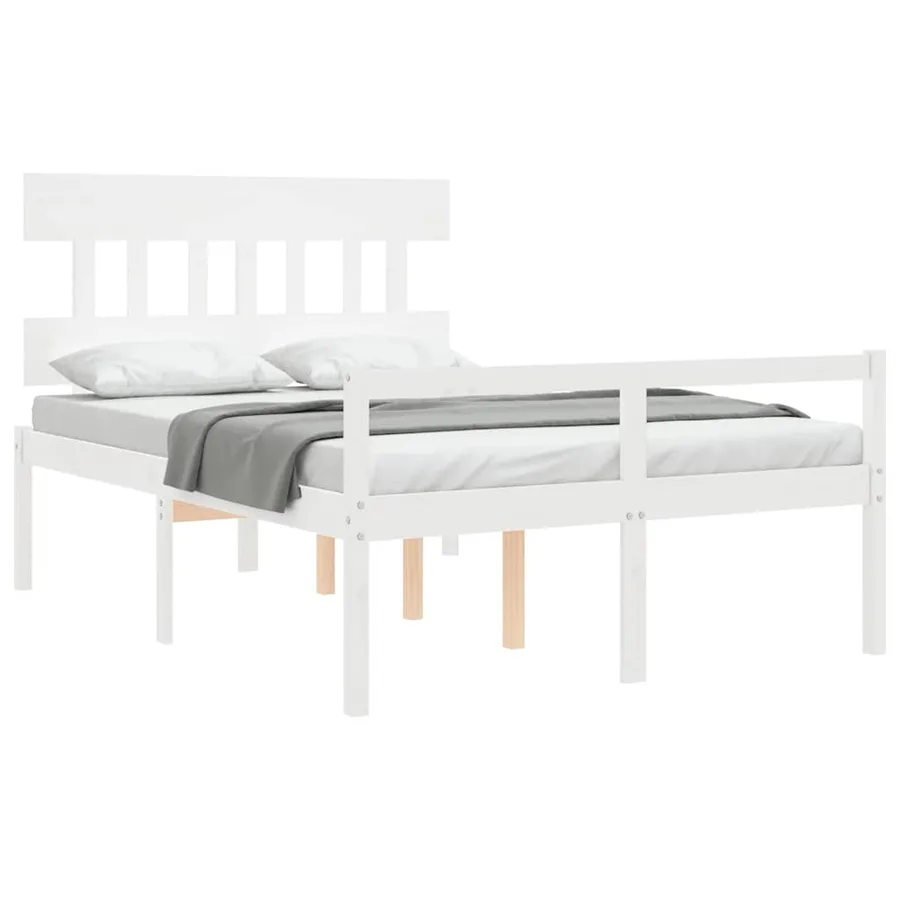 Lit pour personne âgée sans matelas blanc 120x200cm bois massif - 3