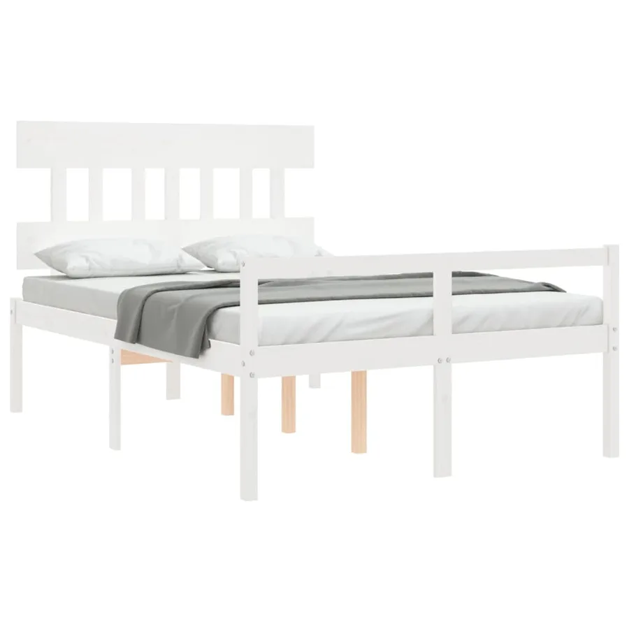 Lit pour personne âgée sans matelas blanc 120x200cm bois massif - 4