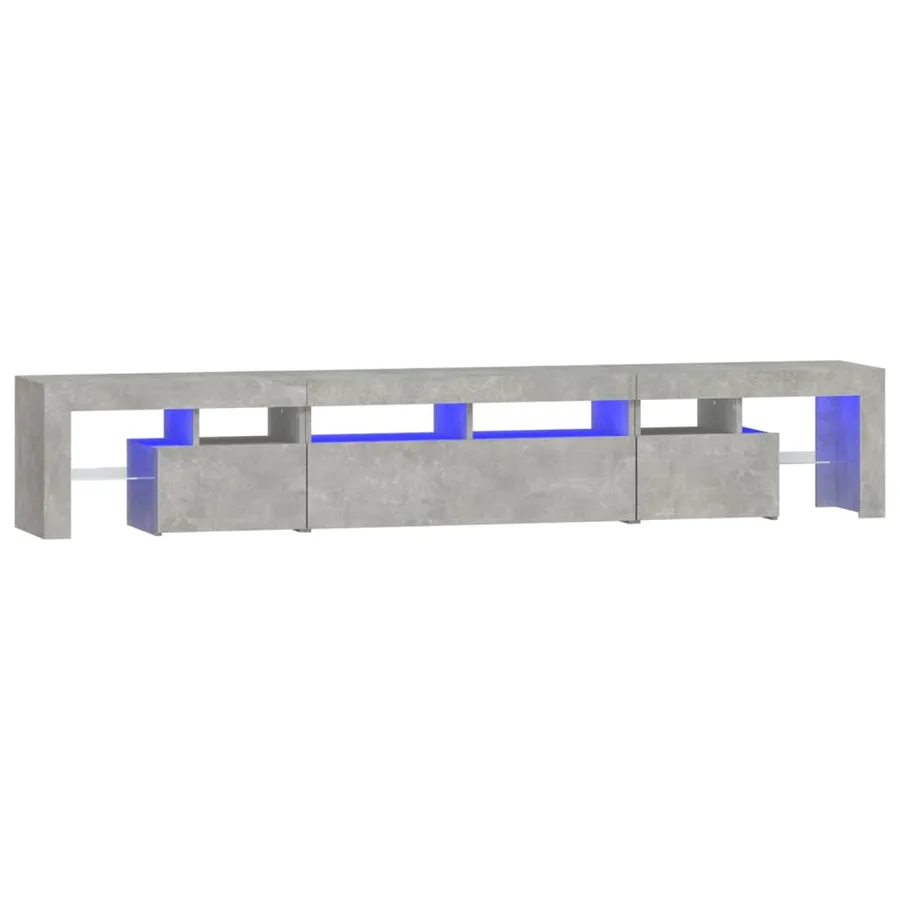 Meuble TV avec lumières LED Gris béton 230x36,5x40 cm - 2