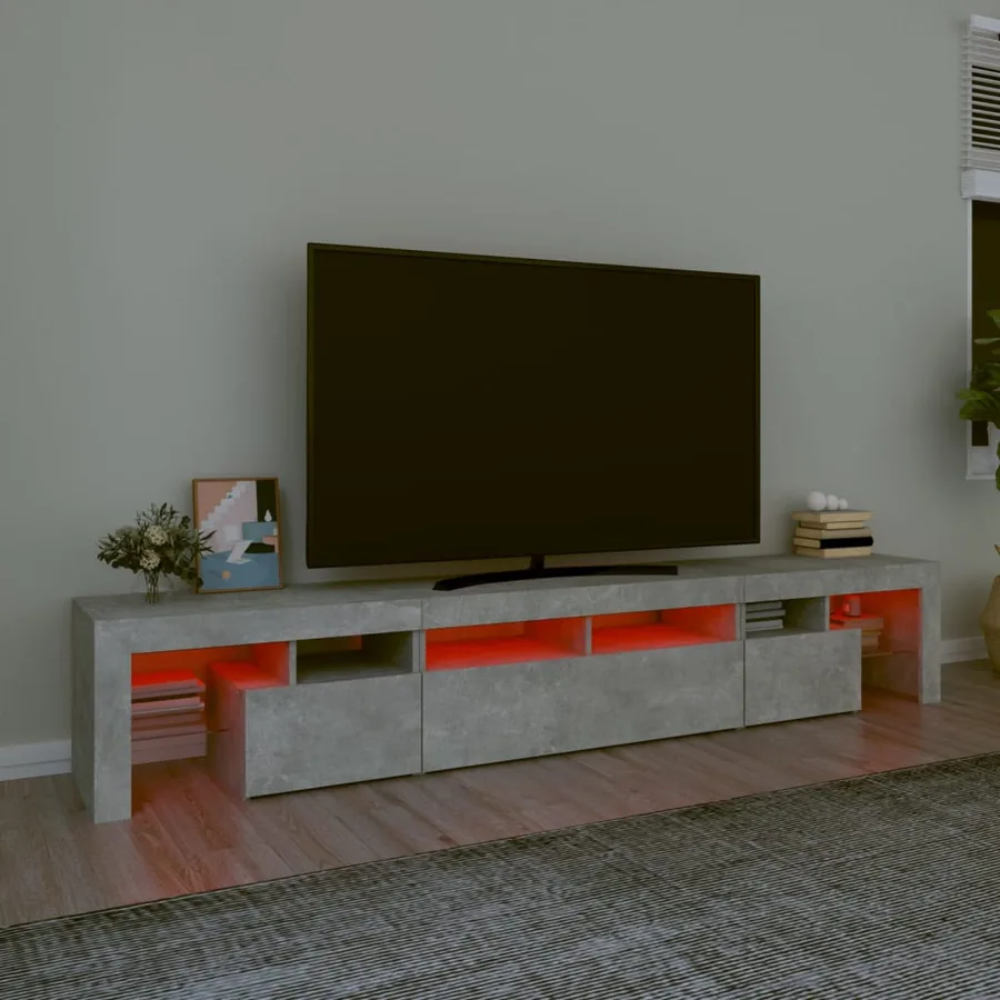 Meuble TV avec lumières LED Gris béton 230x36,5x40 cm - 5