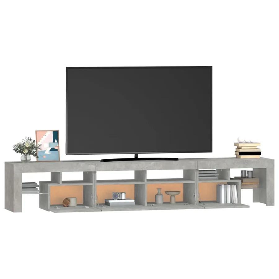Meuble TV avec lumières LED Gris béton 230x36,5x40 cm - 6