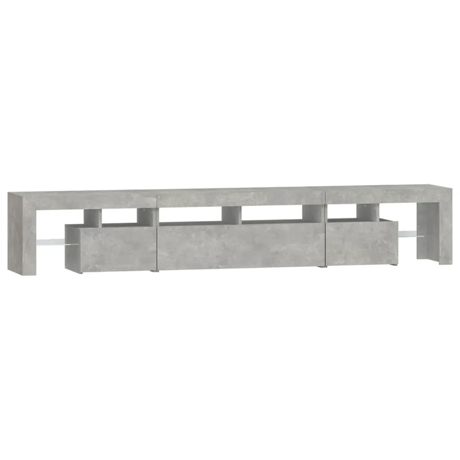 Meuble TV avec lumières LED Gris béton 230x36,5x40 cm - 7