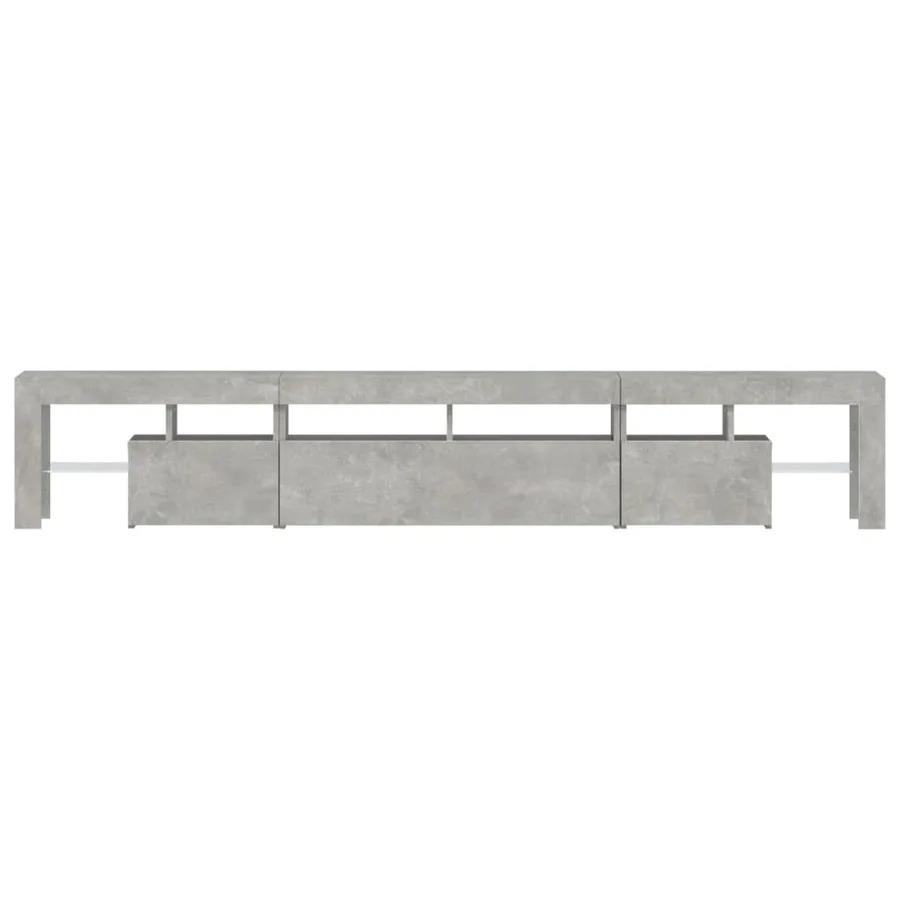 Meuble TV avec lumières LED Gris béton 230x36,5x40 cm - 9