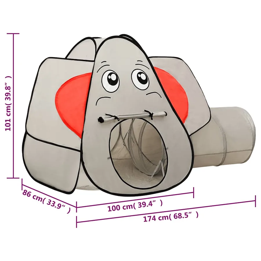 Tente de jeu pour enfants 250 balles Éléphant Gris 174x86x101cm - 13