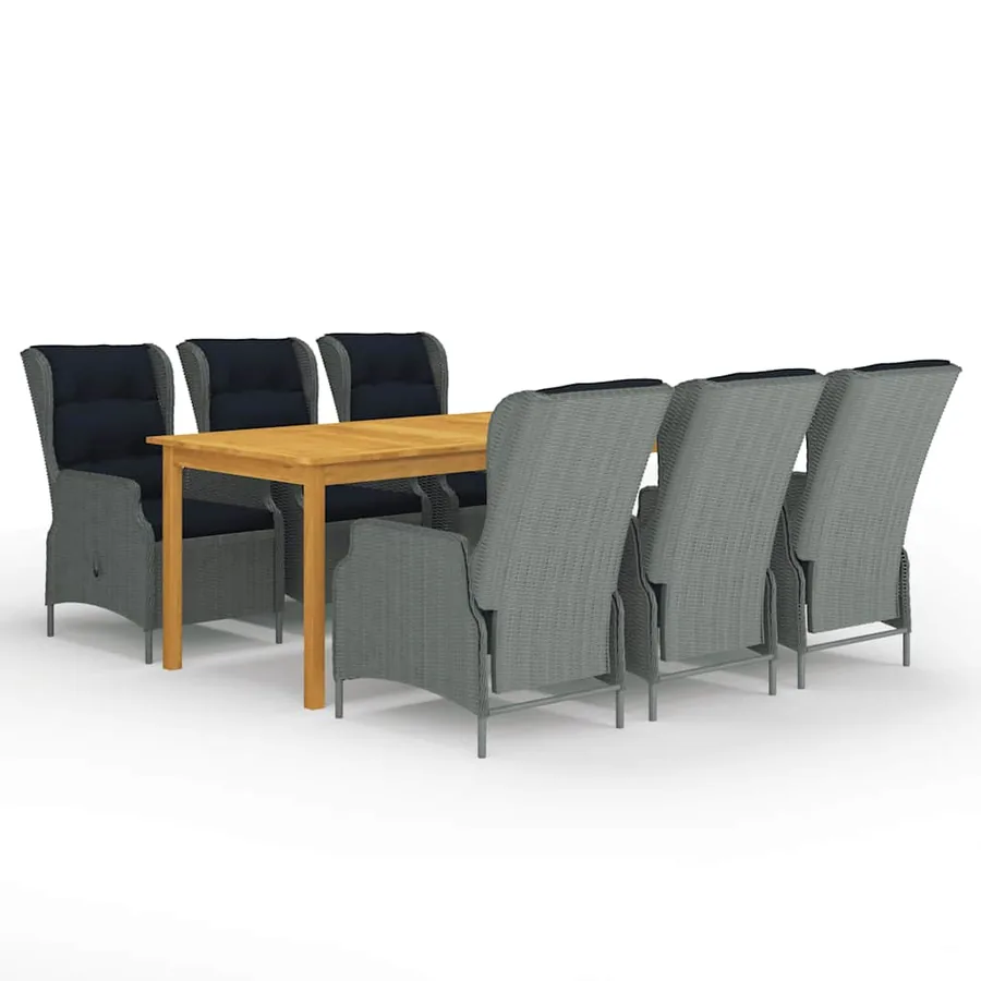 Ensemble à manger de jardin 7 pcs Gris clair