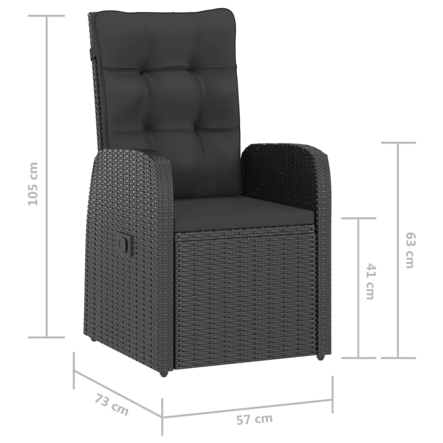 Ensemble à manger d'extérieur 9pcs coussins résine tressée noir - 13