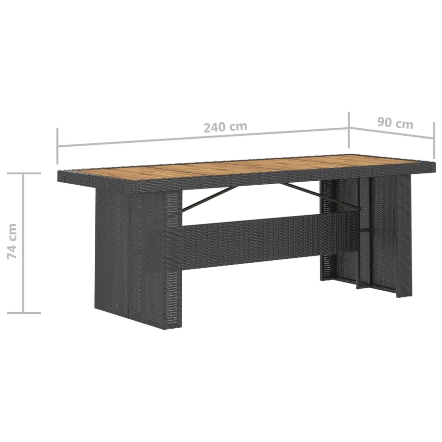 Ensemble à manger d'extérieur 9pcs coussins résine tressée noir - 14