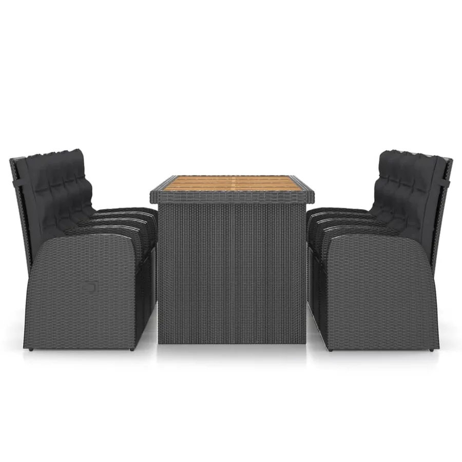 Ensemble à manger d'extérieur 9pcs coussins résine tressée noir - 3