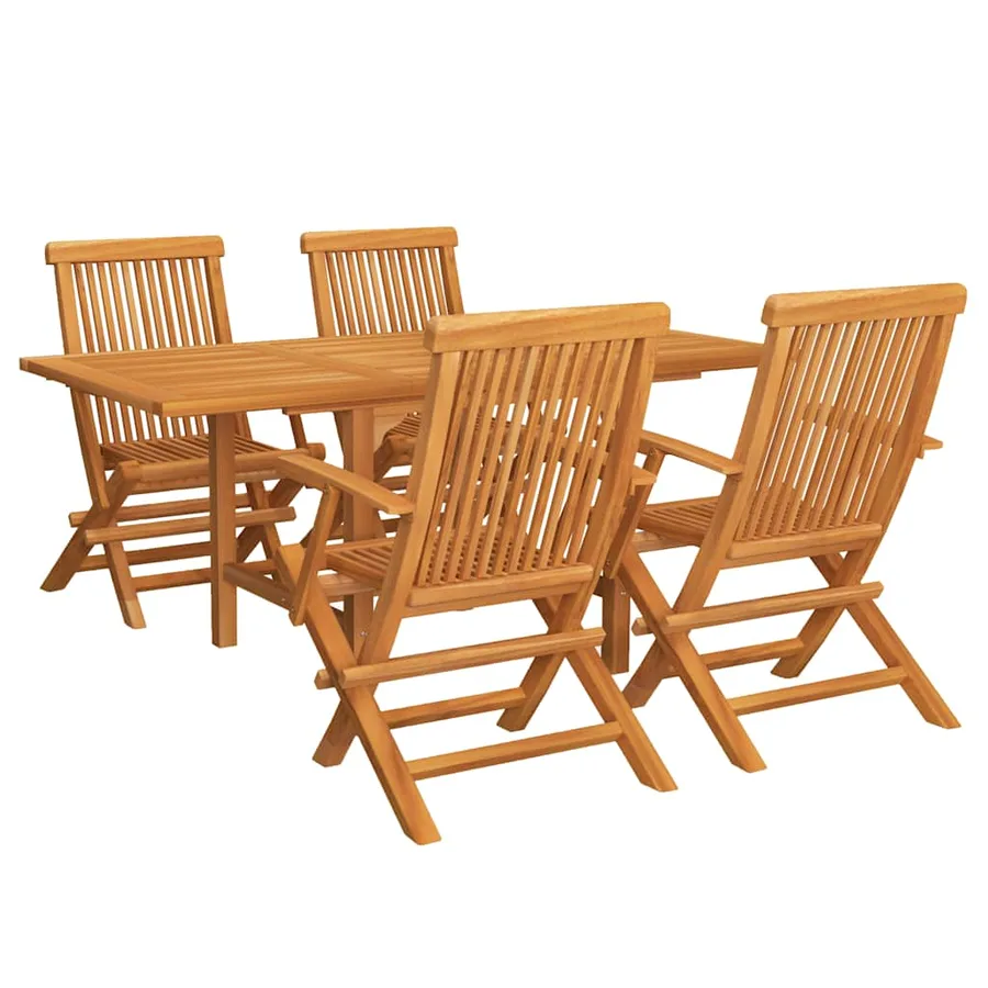Salon de jardin 5 pcs Bois de teck massif - 2
