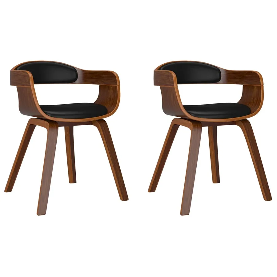 Chaises à manger lot de 2 noir bois courbé et similicuir - 2