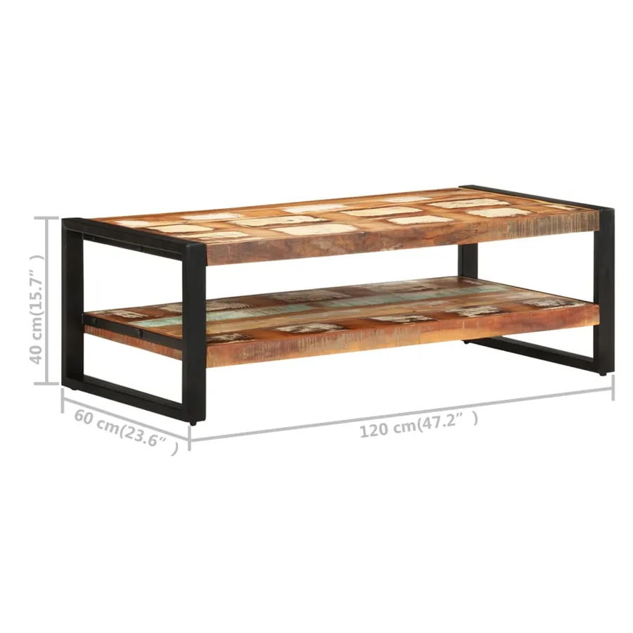 Table basse 120x60x40 cm Bois de récupération solide - 5