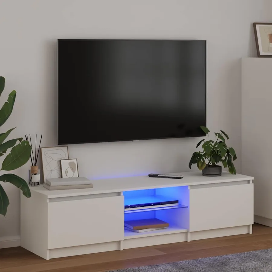Meuble TV avec lumières LED blanc 140x40x36 cm
