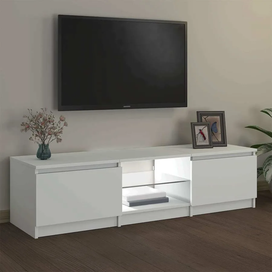 Meuble TV avec lumières LED blanc 140x40x36 cm - 4