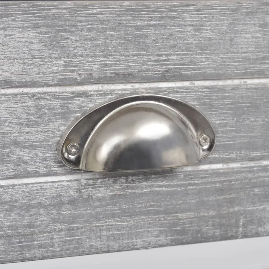 Table de chevet avec 1 tiroir Gris et blanc - 5
