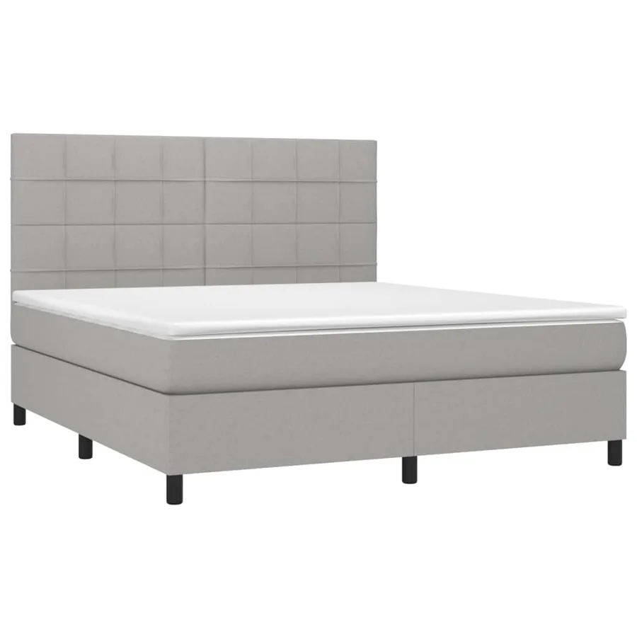 Sommier à lattes de lit et matelas et LED Gris clair 160x200 cm - 3