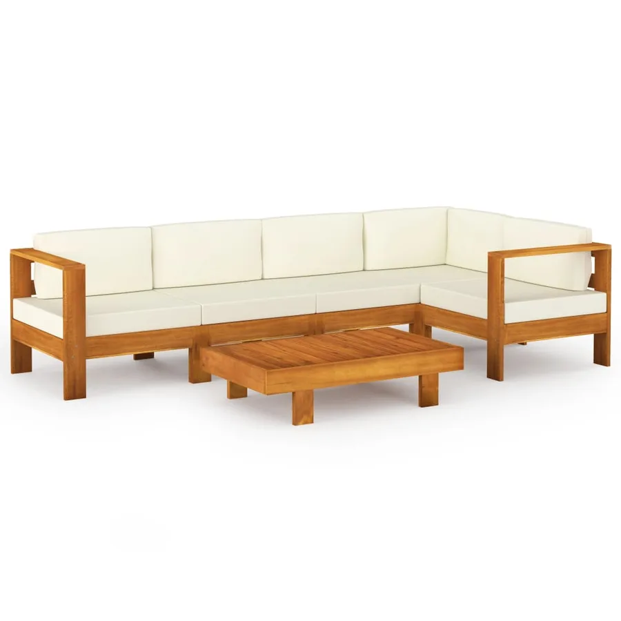 Salon de jardin 6 pièces avec coussins 100 x 60 cm Bois d'acacia - 2