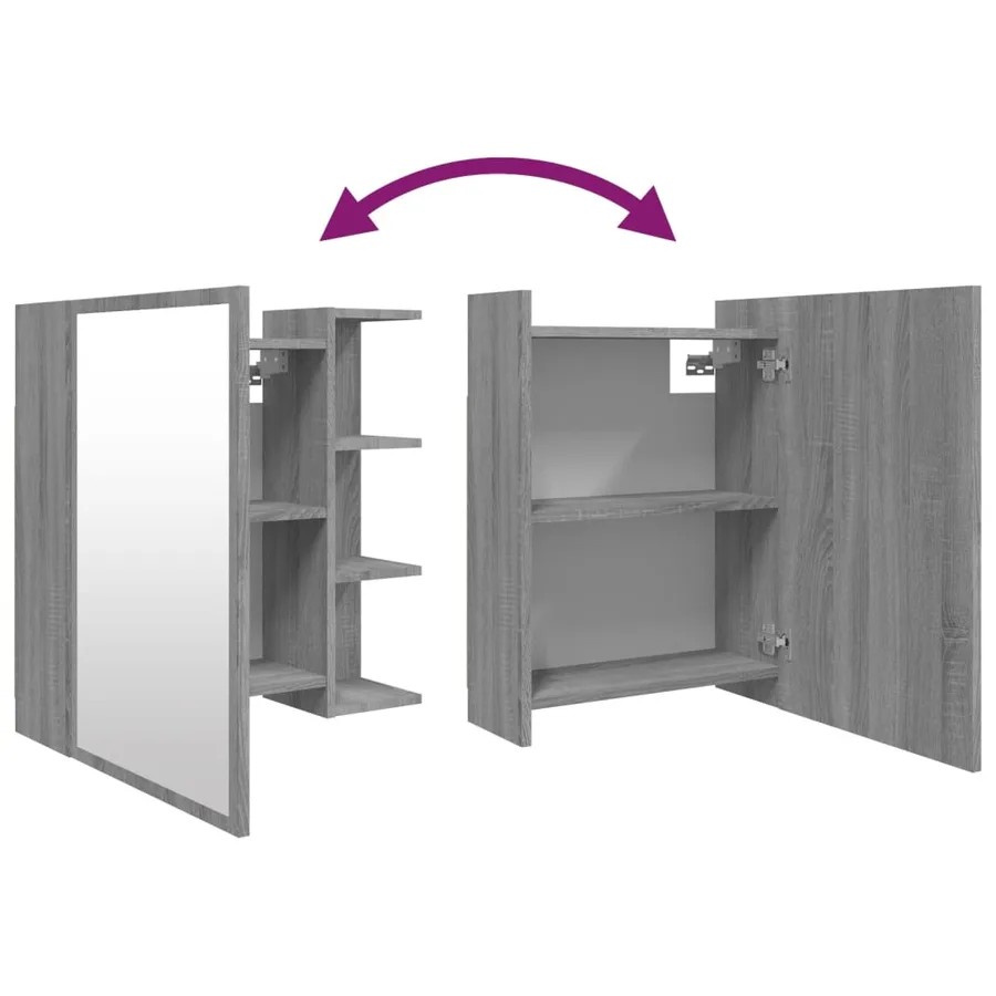 Armoire à miroir de salle de bain Sonoma gris 62,5x20,5x64 cm - 9