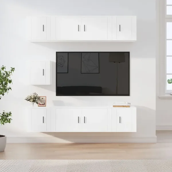 Ensemble de meubles TV 7 pcs Blanc Bois d'ingénierie
