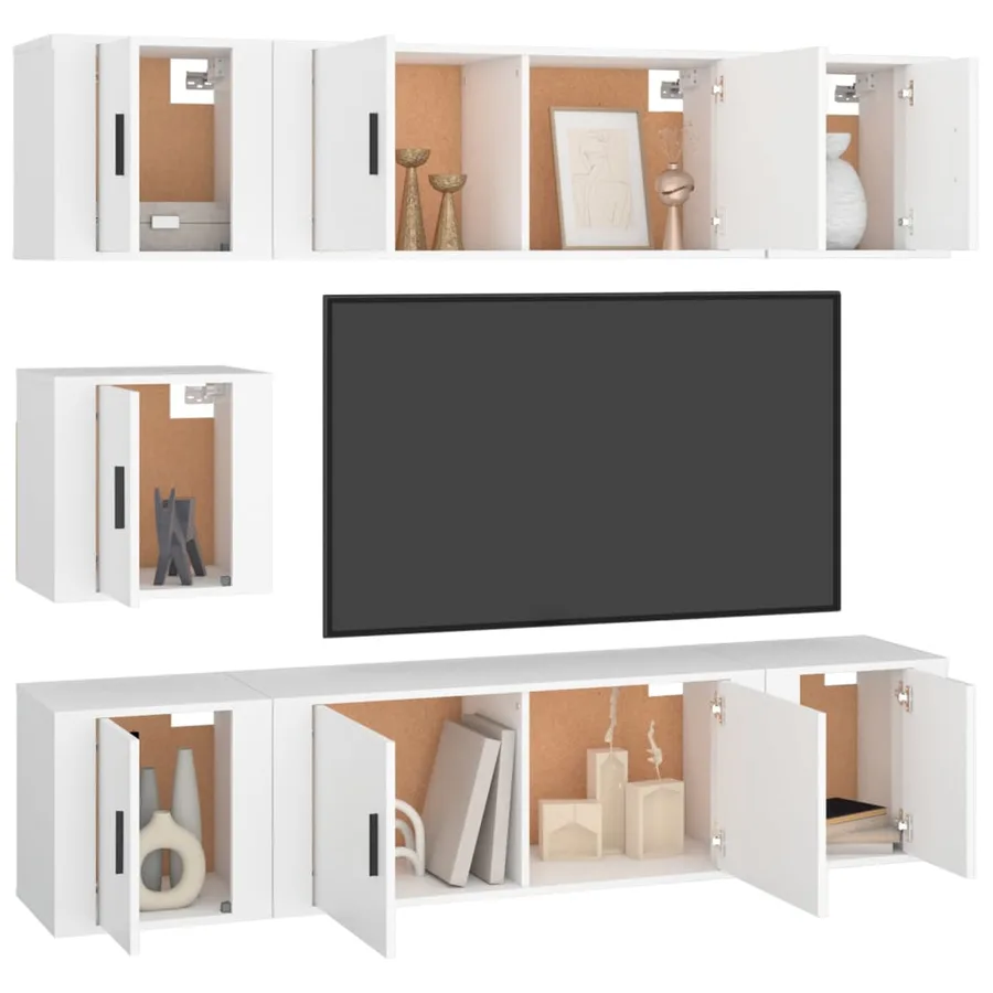 Ensemble de meubles TV 7 pcs Blanc Bois d'ingénierie - 3