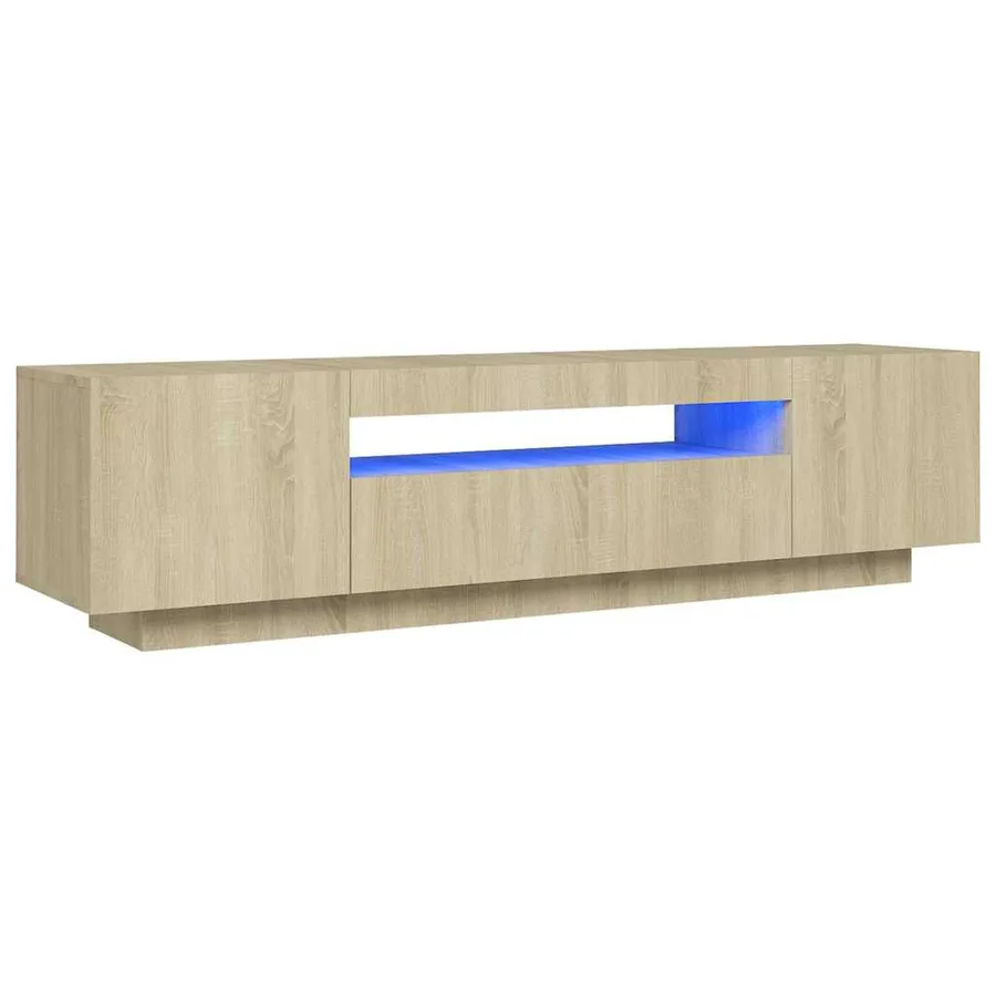 Meuble TV avec lumières LED Chêne sonoma 160x35x40 cm - 2