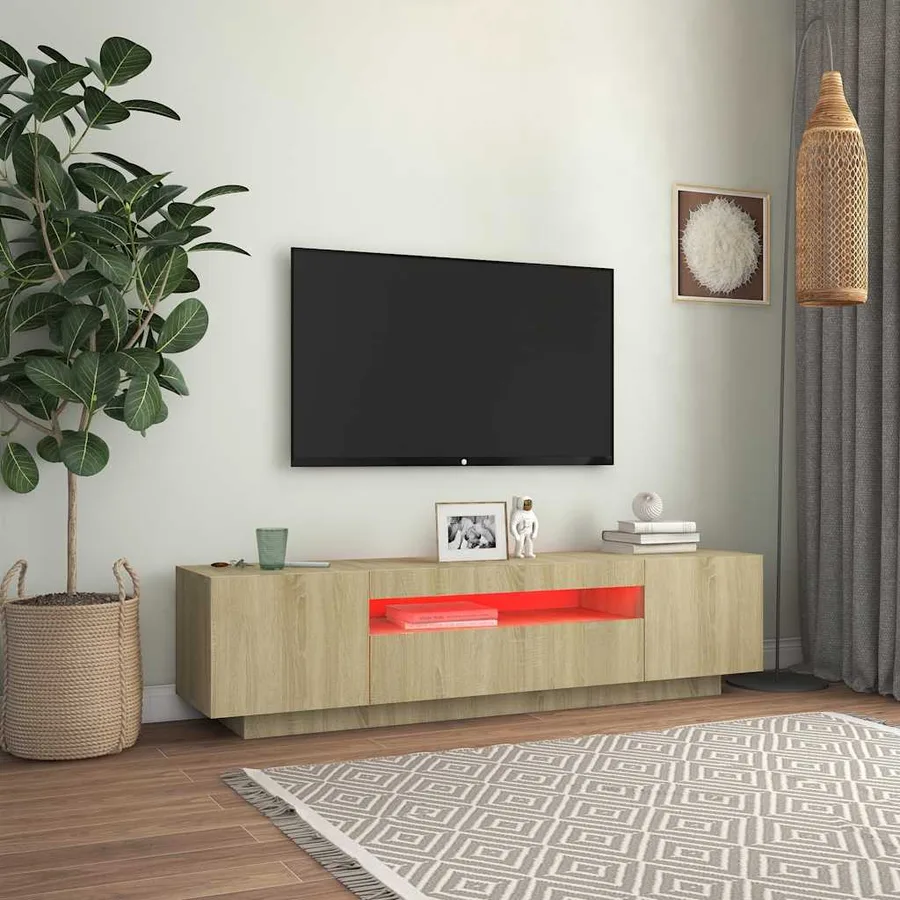 Meuble TV avec lumières LED Chêne sonoma 160x35x40 cm - 5