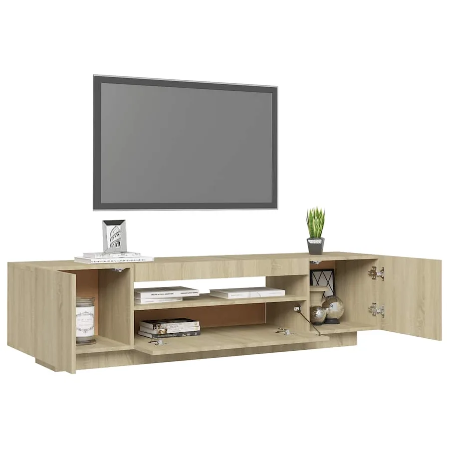 Meuble TV avec lumières LED Chêne sonoma 160x35x40 cm - 6