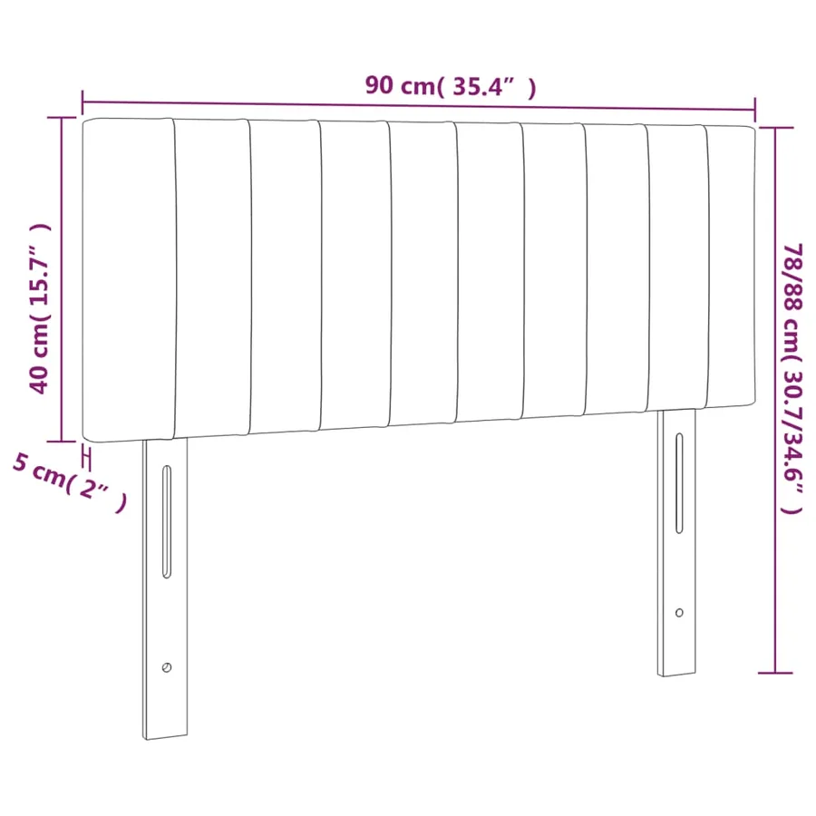 Tête de lit à LED Gris foncé 90x5x78/88 cm Velours - 6