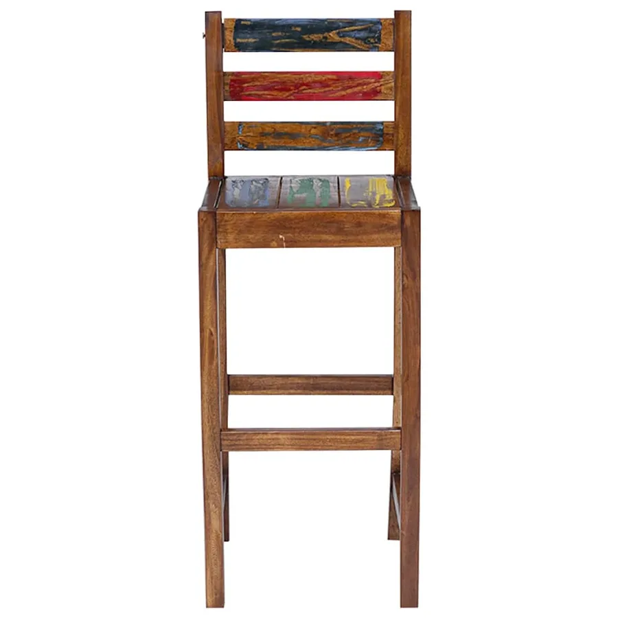 Tabourets de bar lot de 2 bois massif de récupération - 2