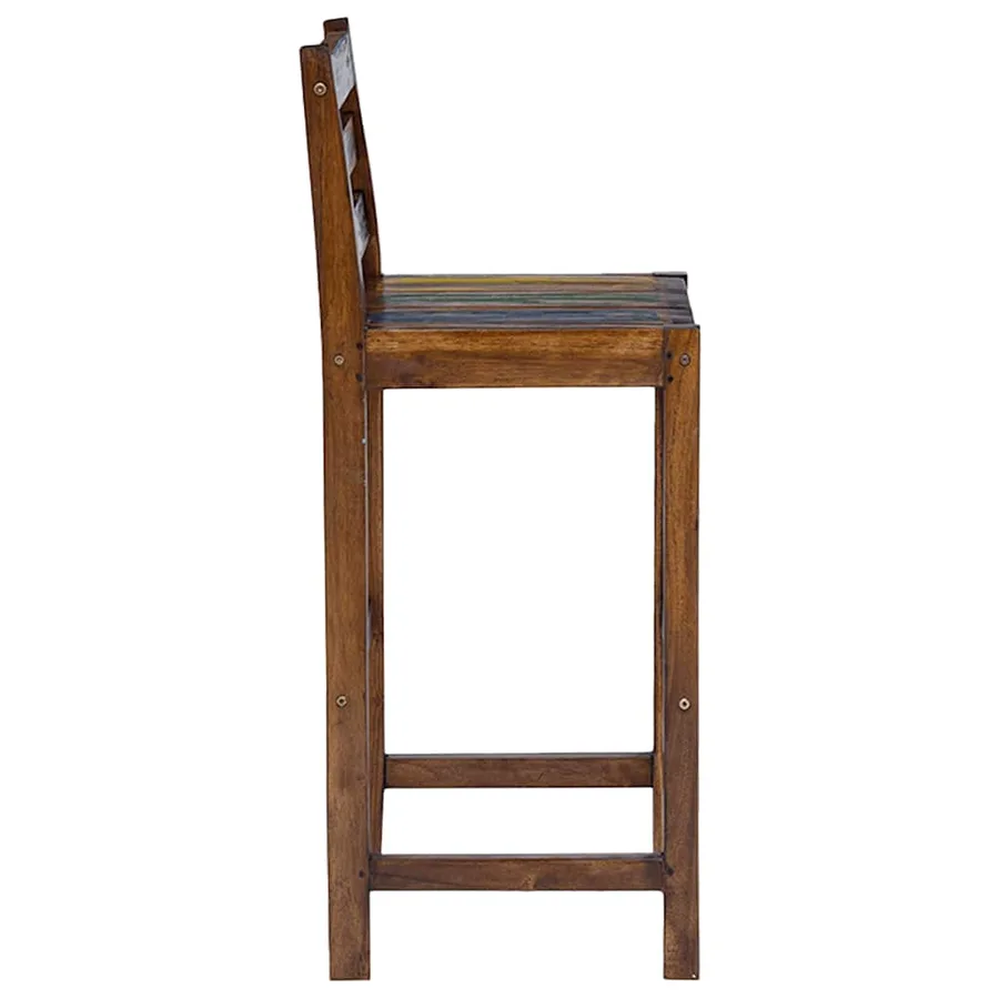 Tabourets de bar lot de 2 bois massif de récupération - 4
