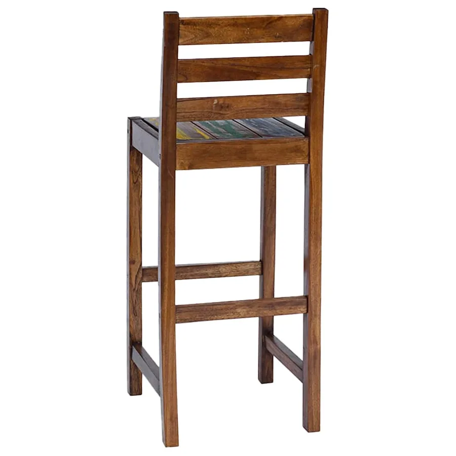 Tabourets de bar lot de 2 bois massif de récupération - 5