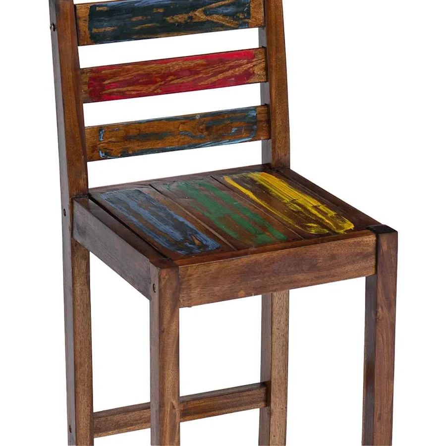 Tabourets de bar lot de 2 bois massif de récupération - 6