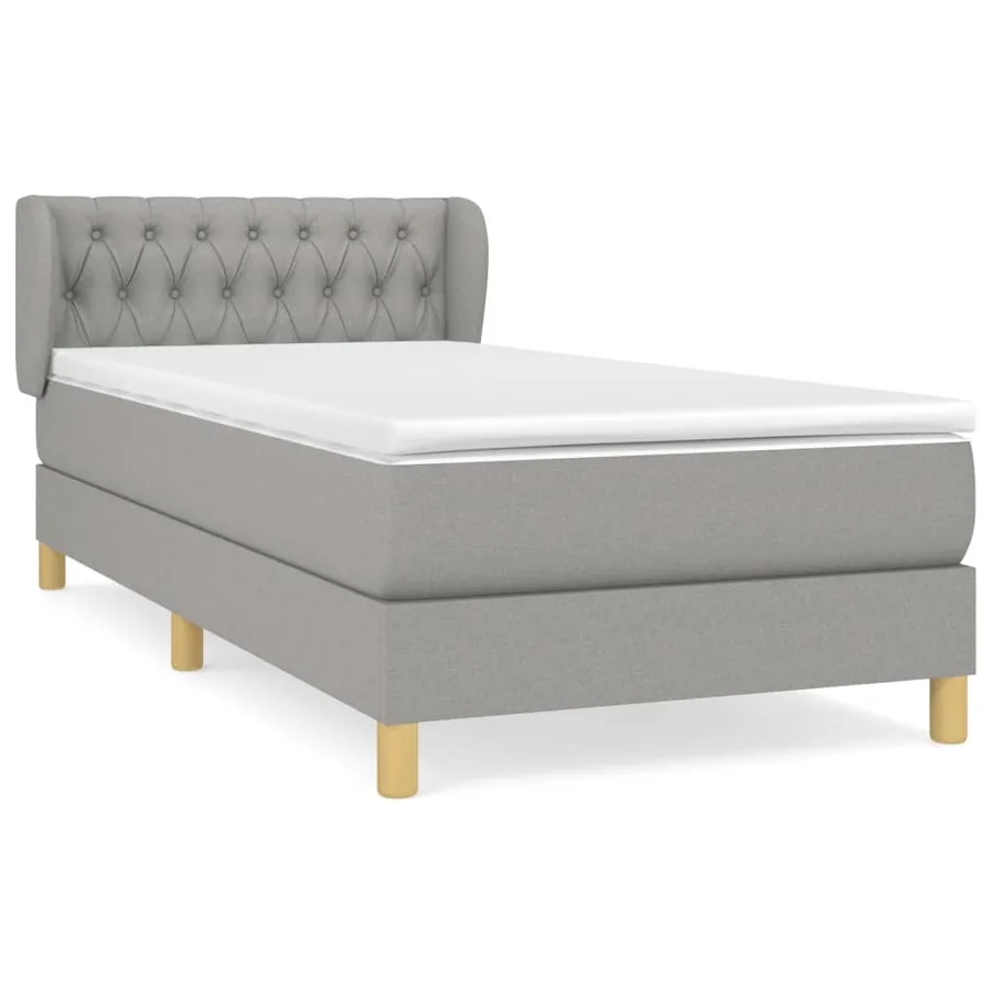 Sommier à lattes de lit et matelas Gris clair 90x190 cm Tissu - 2