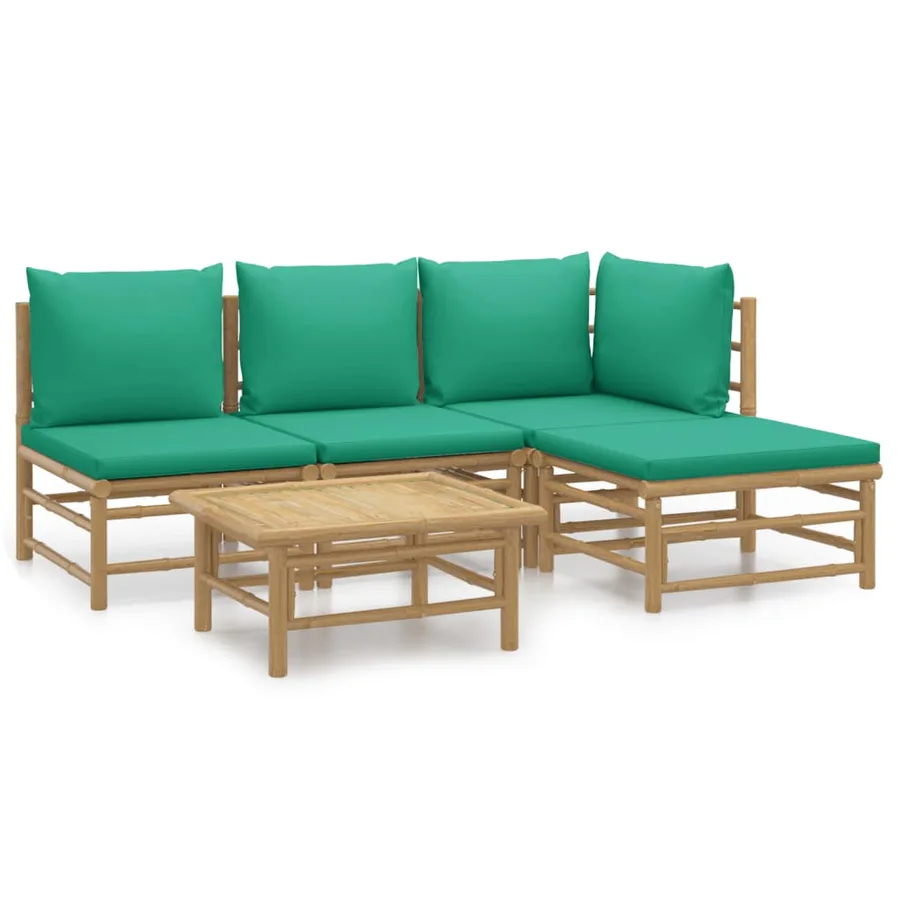 Salon de jardin 5 pcs avec coussins vert bambou - 2