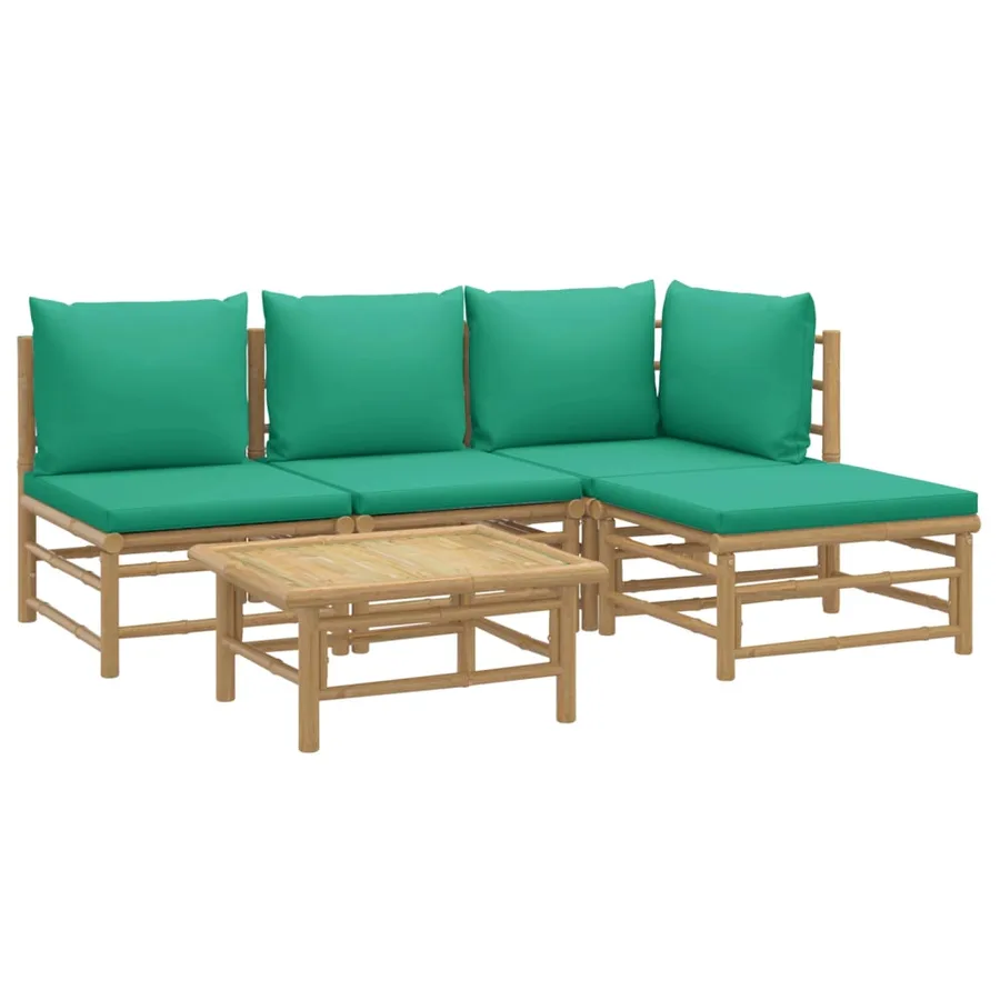 Salon de jardin 5 pcs avec coussins vert bambou - 3