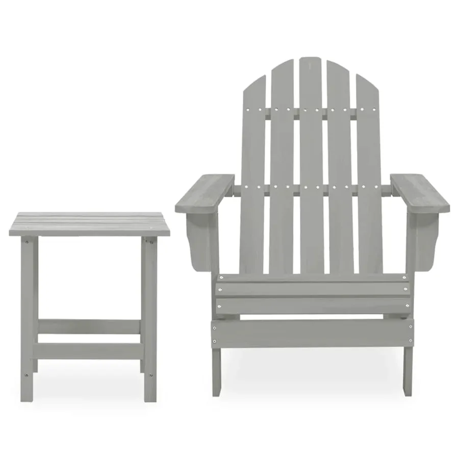 Chaise de jardin Adirondack avec table Bois de sapin Gris - 2