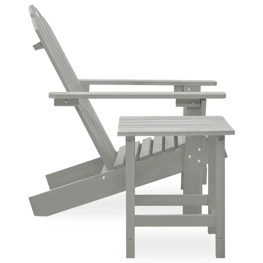 Chaise de jardin Adirondack avec table Bois de sapin Gris - 3