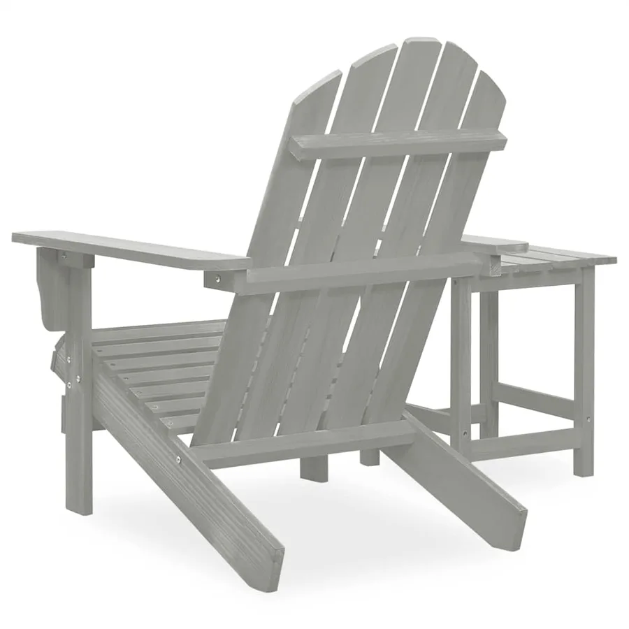 Chaise de jardin Adirondack avec table Bois de sapin Gris - 4