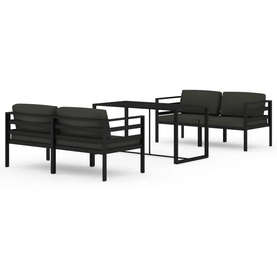 Salon de jardin 5 pcs avec coussins Aluminium Anthracite - 2