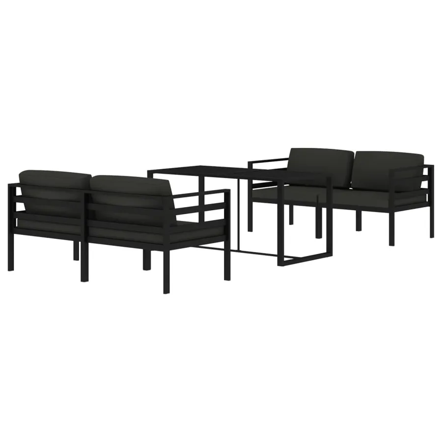 Salon de jardin 5 pcs avec coussins Aluminium Anthracite - 3