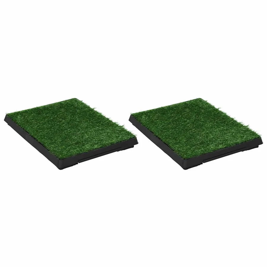 Tapis pour animaux 2 pcs avec plateau et gazon artificiel Vert - 2
