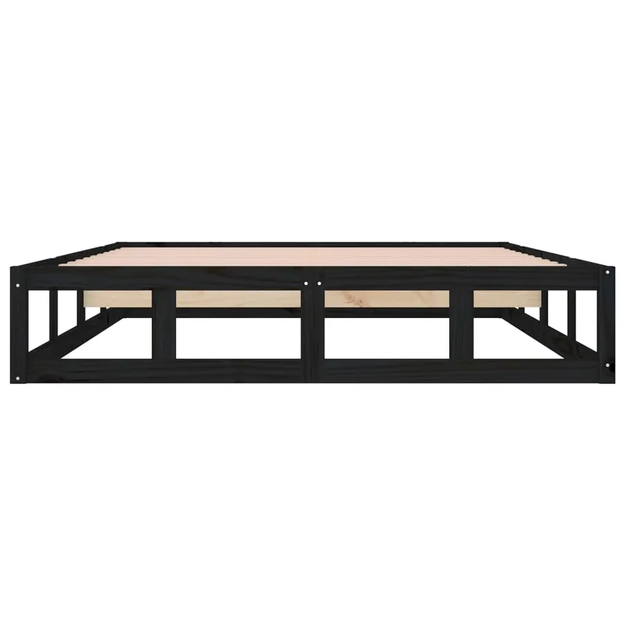 Cadre de lit sans matelas noir 180x200 cm bois massif - 5