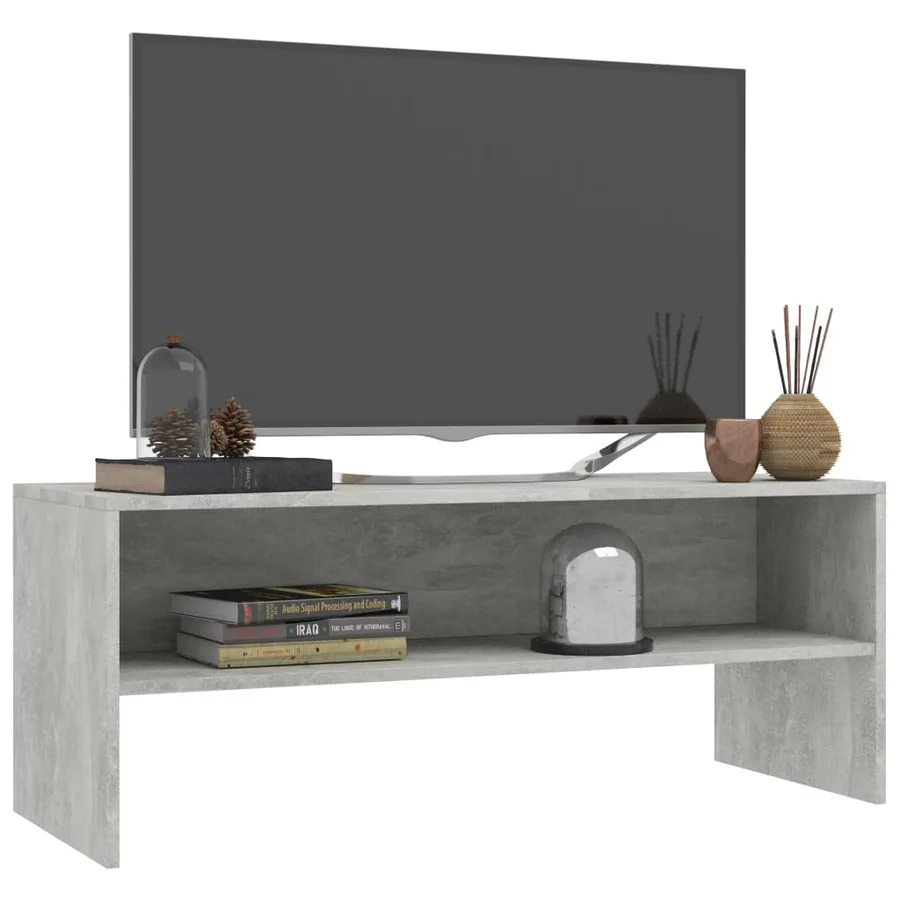 Meuble TV Gris béton 100x40x40 cm Bois d’ingénierie - 3