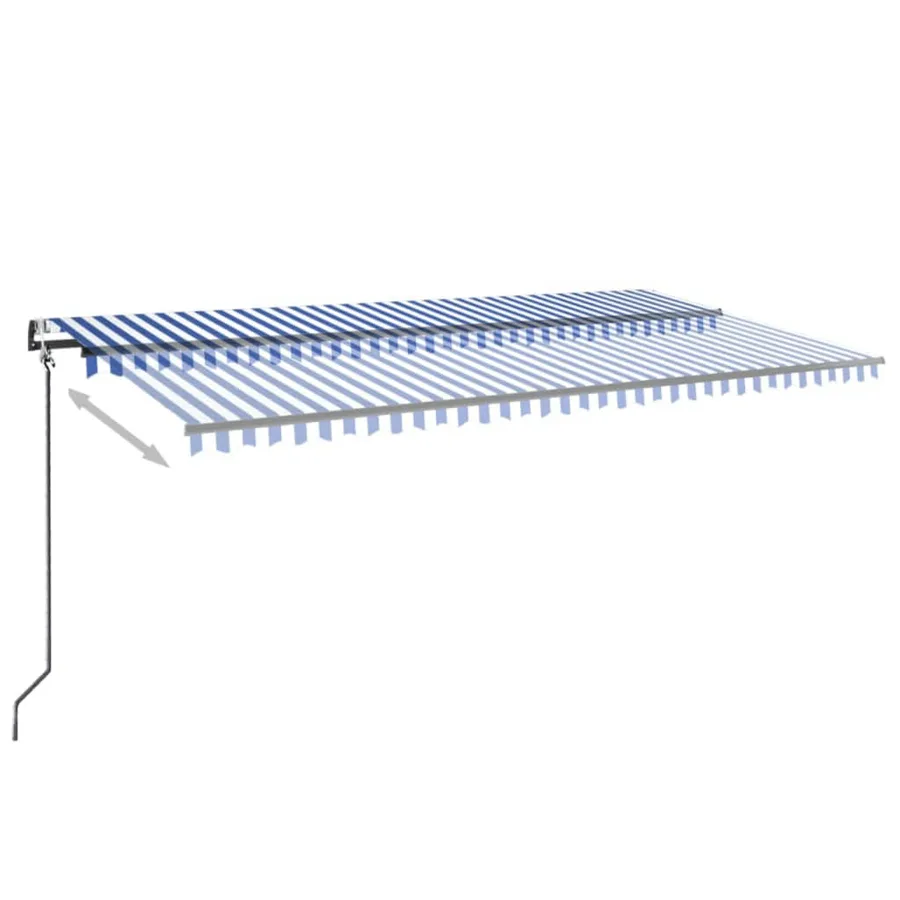 Auvent automatique capteur de vent LED 600x350 cm Bleu et blanc - 9