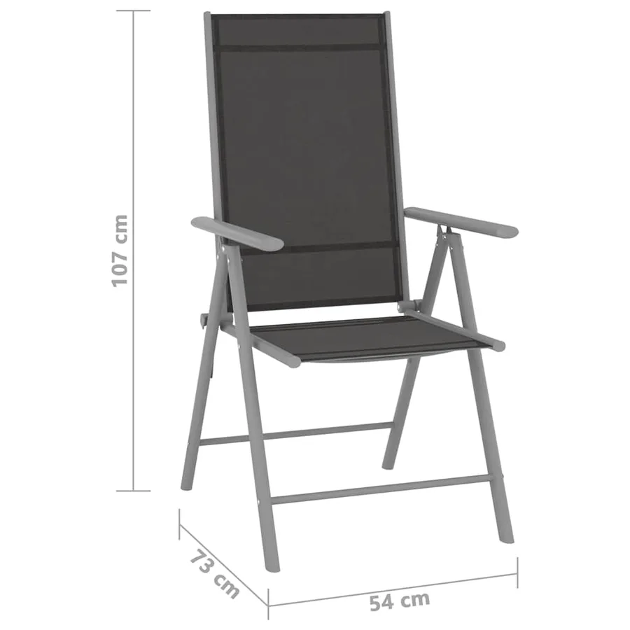 Salon de jardin 9 pcs Noir et argenté - 10
