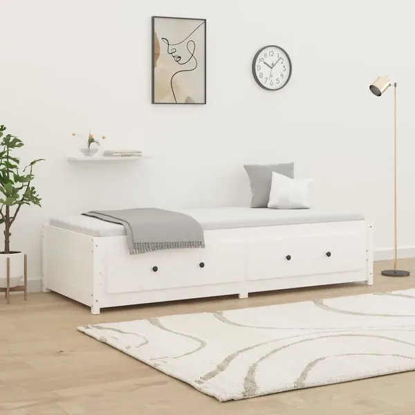 Lit de jour sans matelas blanc 90x190 cm bois de pin massif