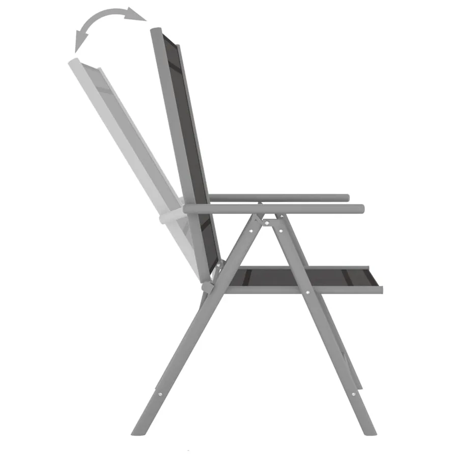 Ensemble à manger de jardin 10 pcs noir et argenté - 3