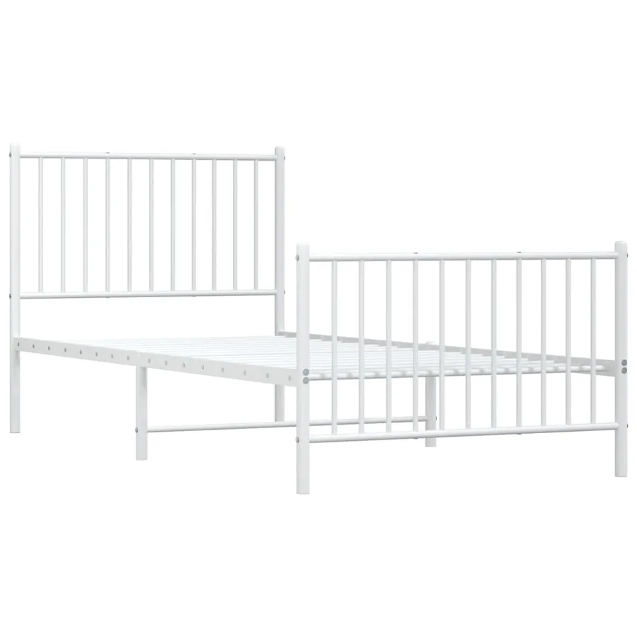 Cadre de lit métal sans matelas avec pied de lit blanc 90x200cm - 3
