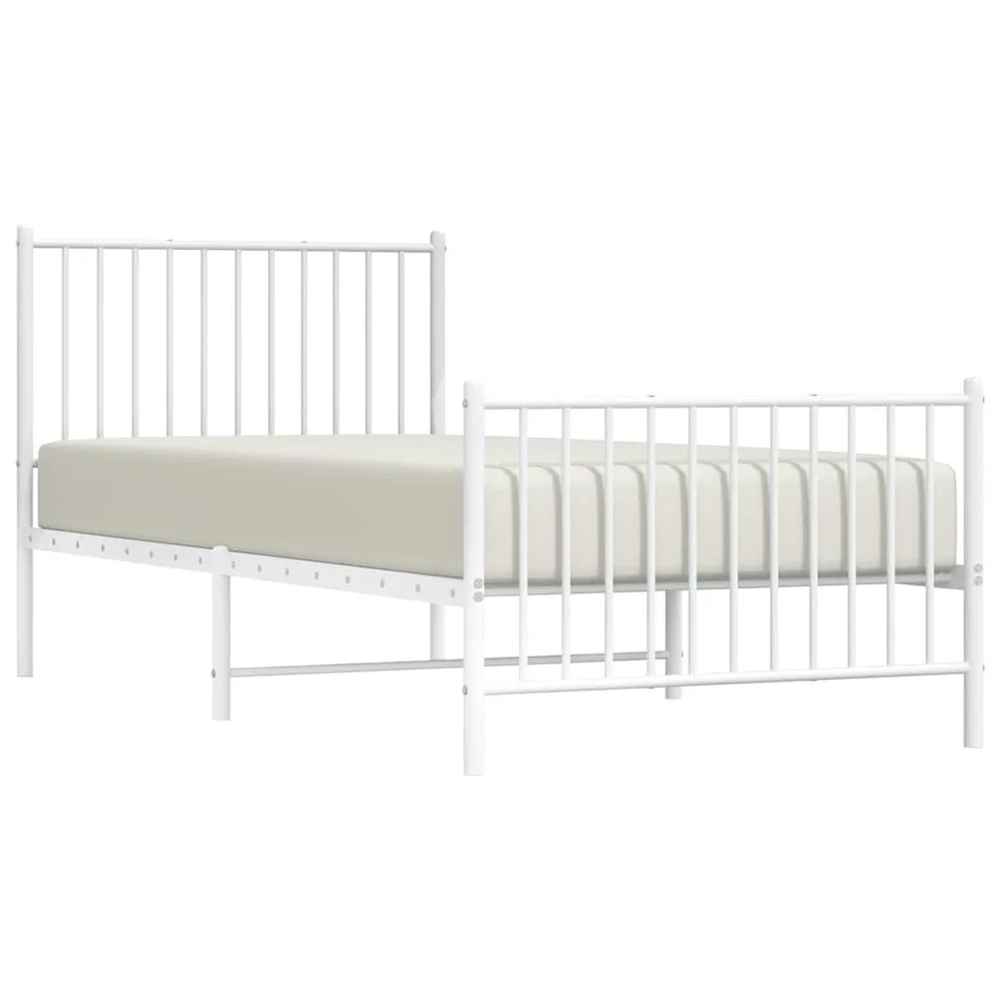 Cadre de lit métal sans matelas avec pied de lit blanc 90x200cm - 4