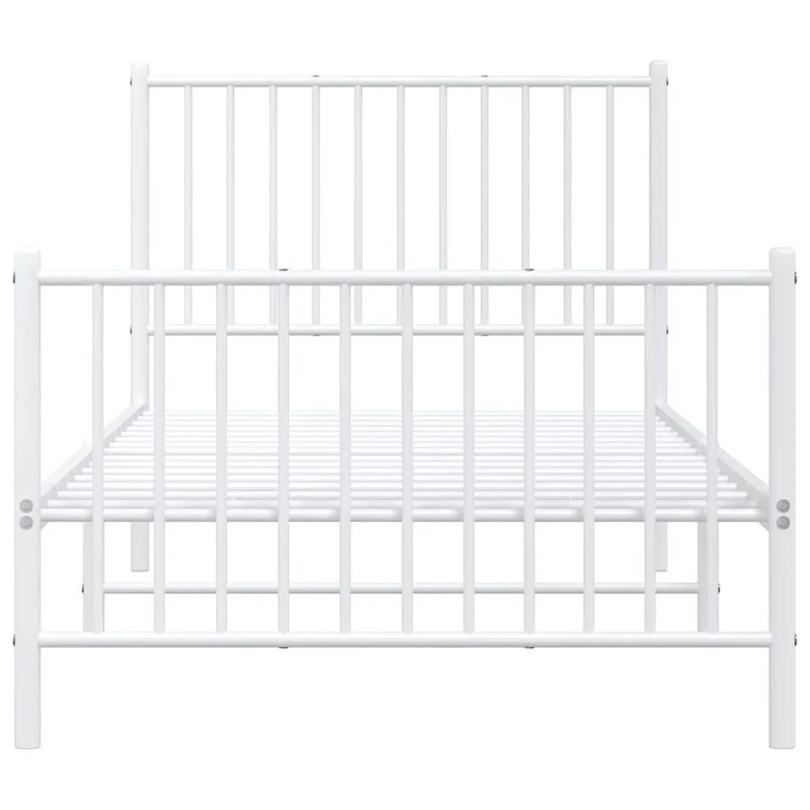 Cadre de lit métal sans matelas avec pied de lit blanc 90x200cm - 5