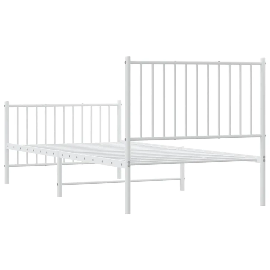 Cadre de lit métal sans matelas avec pied de lit blanc 90x200cm - 7